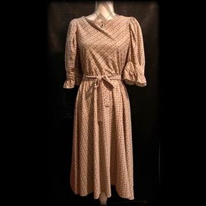Cute vintage 80s tan floral print dress